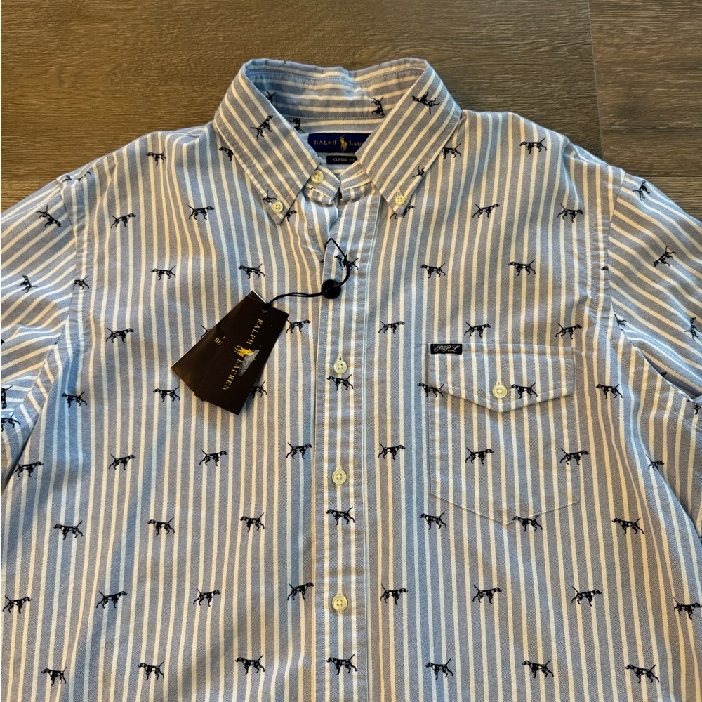 Polo Ralph Lauren Mens Classic Fit Hunting Dogs Striped Oxford Button Down Shirt - Picture 3 of 12